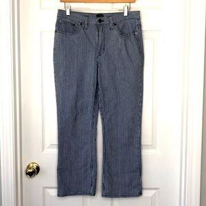 J Crew Blue & White striped High rise crop flare pants - 29